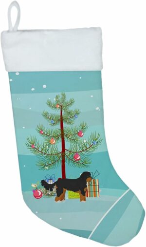Caroline's Treasures CK3811CS Black and Tan Cavapoo Christmas Tree Christmas Stocking Fireplace Hanging Stockings Christmas Season Party Decor Family Holiday Decorations