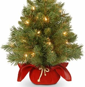 National Tree Company Pre-lit Artificial Mini Christmas Tree | Includes Small Lights and Cloth Bag Base | Majestic Fir - 2 ft - Image 4