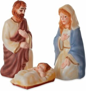 Blow Mold 20” 3 Piece Outdoor Lighted Nativity Scene Christmas Decoration Multicolor