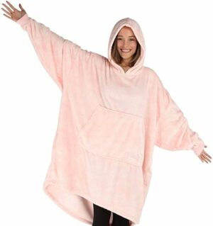 THE COMFY Dream | Oversized Light Microfiber Wearable Blanket, Seen on Shark Tank, One Size Fits All, (Heather Pink)