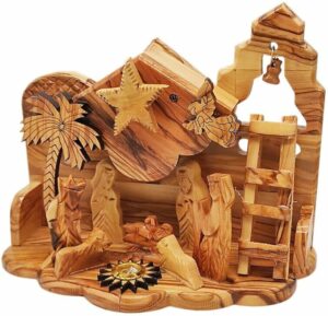 Olive Wood Nativity Scene Musical Christmas Decoration Handmade Jerusalem Gift New