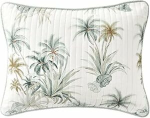 Tommy Bahama - Standard Sham, Cotton Bedding with Envelope Closure, Pre-Washed for Extra Softness (Serenity Palm Blue, 21" x 27")