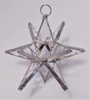 Lot of 5 Moravian Stars Iridescent Stained Glass Christmas Ornament Sun Catcher Clear