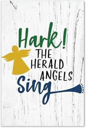 ArogGeld Hark The Herald Angels Sing Wood Sign Christmas Decoration Wall Wood Sign Winter Holiday Funny Xmas Wall Art Sign Rusitc Farmhouse Hanging Plaque Living Room Kitchen Decor