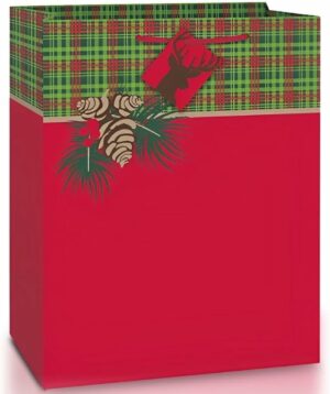 Unique Tartan Christmas Paper Gift Bag | 14" x 10.5" | 1 Pc