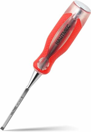 HAUTMEC 1/4" High Impact Wood Chisel for Woodworking, Drop-Forged CRV Steel, Beveled Edge Blade, Ergonomic Handle Wood Chisel for Carpentry,Wood Carvers, HT0359