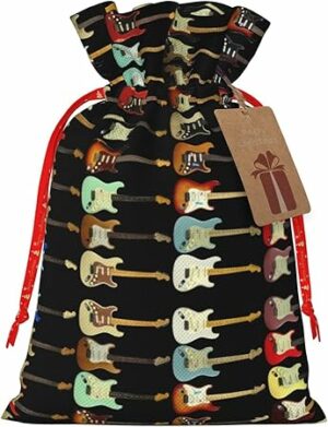 MyPiky Colorful Guitars Print Christmas Gift Bags,Gift Wrap Bags 4.7x6.9 Small Storage Bag For Thanksgiving Party