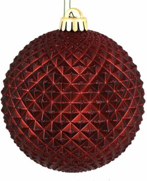 Vickerman 530504-4" Burgundy Durian Glitter Ball Christmas Tree Ornament (6 pack) (N188565D)