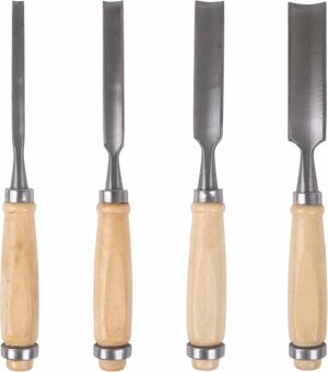CNBTR Carbon Steel Carving Firmer Gouge Semicircle Wood Chisel Set DIY Woodworking Handle Carpentry Tools Pack of 4
