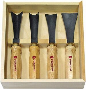 Flexcut Carving Tools, Mallet-Carving Chisels and Gouges for Woodworking, Sculptor's Set of 4 (MC175)