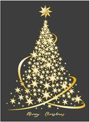 Christmas Window Clings Golden PVC Christmas Tree Window Stickers 31x22 Inch Reusable DIY Static Wall Mural for Home Shop Window Glass Display Decorations, Christmas Window Decals