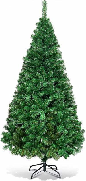 GLACER 6FT Christmas Tree Artificial Fake Fluffy Xmas Trees with Metal Foldable Stand for Outdoor & Indoor, Green  Home & Kitchen