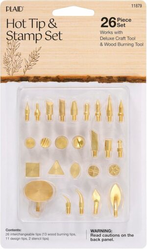 Plaid Wood Burning Tool Tip Set, Set of 26, Gold