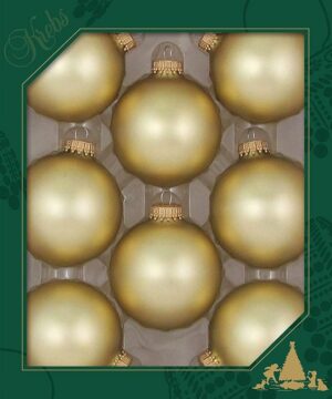 Glass Christmas Tree Ornaments - 67mm / 2.63" [8 Pieces] Designer Balls from Christmas By Krebs Seamless Hanging Holiday Decor (Velvet Harvest Gold)