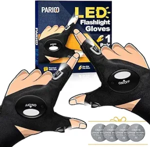 PARIGO LED Flashlight Gloves, Stocking Stuffers for Men Gift for Dad Husband Grandpa, Cool Gadget Christmas Birthday Gifts for Men Adults Him Boyfriend Guy Car Repairing Fishing Camping Reading Light