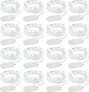 Olafus 16 Pack Fairy Lights Battery Operated, IP68 Waterproof Mini String Light, 7ft Small LED Bottle Light for Wedding Vase Centerpieces Table Decorations Christmas Indoor Party Jars Gift Cool White