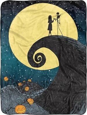 Northwest Nightmare Before Christmas Silk Touch Sherpa Throw Blanket, 60" x 80", Starry Night