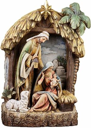 Holy Family in Creche Christmas Decoration Figurine