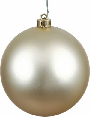 Vickerman Matte Finish Shatterproof Christmas Ball Ornament, UV Resistant with Drilled Cap, 24 per Bag, 2.4", Champagne
