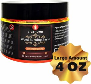 Wood Burning Gel Kit 4 OZ | Heat Activated Non-Toxic Paste for DIY Crafting, with Mini Scraper, Template Sticker, Paint Brush - Accurately & Easily Burn Designs on Wood, Canvas, Denim