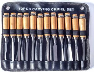Monkey King Bar-12pcs Wood Carving Chisel Set- Sharp Woodworking Tools with Case Storage