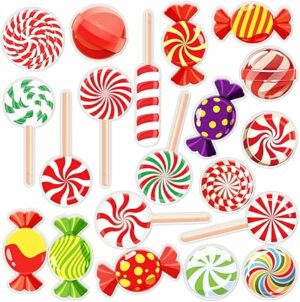 20 PCS Christmas Thick Gel Clings Winter Christmas Peppermint Window Gel Clings Decals Stickers for Kids Toddlers and Adults Home Airplane Classroom Nursery Christmas Holiday Party Supplies