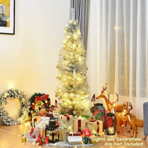 Artificial Pencil Christmas Tree, Electroplated Premium Slim Tree, Xmas Decor for Indoor and Outdoor, Suitable for Office, Store and Home (Silver, 6FT)  Home & Kitchen - Image 2