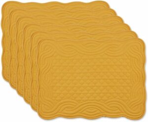 DII Quilted Farmhouse Collection Tabletop, Placemat Set, Honey Gold, 6 Piece