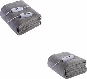 YAKEE Electric Mattress Pad with Dual Control King Size 78"x80" & Twin Size 39"x75" Grey