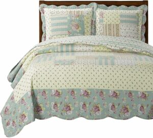Royal Hotel Bedding Annabel Oversized Coverlet Set, Luxury Printed Design Quilt, Bedspread Set - Filled Quilts - Fits Pillow top Mattresses - 3PC Set - Queen Size