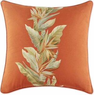 Tommy Bahama Throw Pillow Soft Cotton Bedding, Stylish Tropical Home Decor, 20 in x 20 in, Birds of Paradise Orange