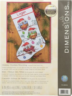 Dimensions X Holiday Hooties Counted Cross Stitch Personalized Christmas Stocking Kit, 16"