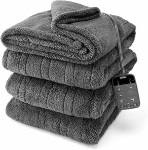 Sunbeam LoftTec Wi-Fi Connected Heated Blanket, Electric Blanket, 10 Heat Settings, King Size, Slate Gray