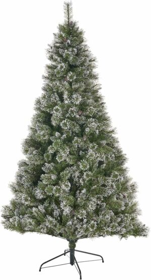 Christopher Knight Home 4.5-foot Cashmere Pine and Mixed Needles Unlit Hinged Artificial Christmas Tree with Snow and Glitter Branches and Frosted Pinecones