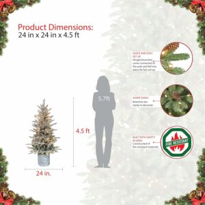 Puleo International 4.5 Foot Pre-Lit Potted Flocked Arctic Fir Artificial Christmas Tree with 70 UL-Listed Clear Lights - Image 3