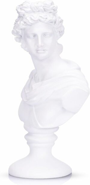 LCCCK 6" H White Apollo Bust Statue Home Decor, Classic Greek Mythology Roman Decor, Shelves David Aesthetic Decor for Small Statues - Dark Academia Bookshelf Room Decor Bust Sculptures