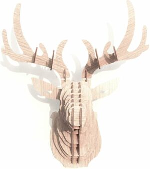 Hooshing Deer Head Wall Decor Trophy Sculpture DIY 3D Puzzle Beige, Wall Decoration for Living Room Office Home