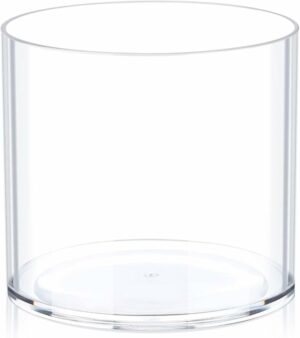 Flower Clear Plastic Vase Centerpiece for Home, Wedding Party, Clear Cylinder Wide Vase for Flowers, Decorative Wide Mouth Vase for Decor, Centerpieces, 6” × 6" Opening Round (Not Glass)