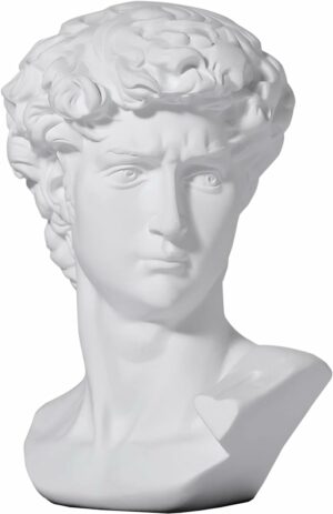 LAGOM HOUSE Greek Statue of David Head 6” Greek David Statue Bust Statue Sculpture Figurine Michelangelo Replica, Roman Greek Mythology Decor for Home/Office/Wedding/Party