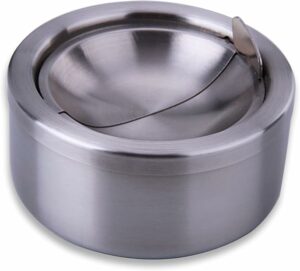 Outdoor Ashtray with Lid, Flip Top Stainless Steel Ash Tray, Metal Windproof Cigarette Ashtrays for Indoor or Outdoor Use, Desktop Ashtray Office Patio Home Decor