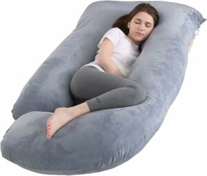 Pregnancy Pillow J Shaped Full Body Pillow with Velvet Cover Grey Maternity Pillow for Pregnant Women,60 inch Full Body Pillows