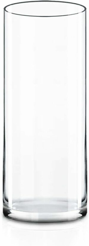 CYS Excel Clear Glass Cylinder Vase (H:12" D:4") | Multiple Size Choices Glass Flower Vase Centerpieces | Hurricane Floating Candle Holder Vase