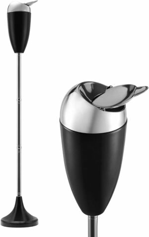 Adjustable Ashtray with Lid, Smokeless Windproof Outdoor Standing Tall Stand Ash Butt Holder for Home Patio, Black Outside Cigar Ash Tray Cigarette Butt Disposal Receptacle in 20", 27.5", 35" Heights