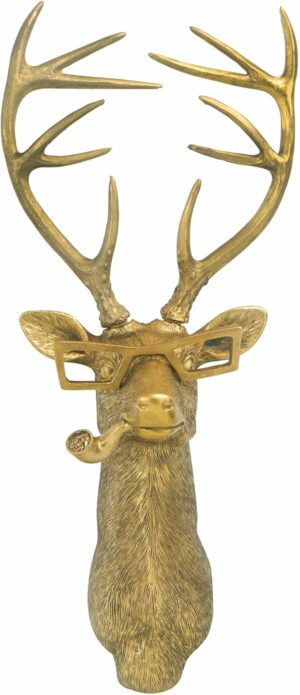 Juedawyal Animal Head Wall Art Decor,Deer Head Resin Animal Wall Mount Art Decor Bronzed Animal Head Wall Hanging Ornaments Art Animal Sculptures Wall Decor Home Decoration Statue for Living Room