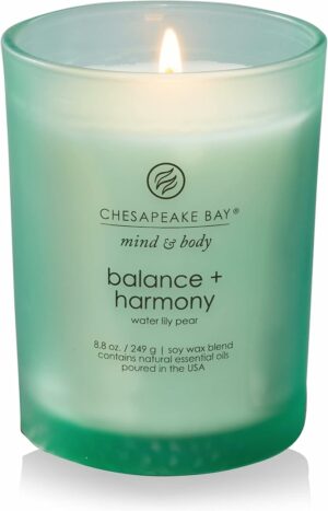 Chesapeake Bay Balance + Harmony Scented Candle, Water Lily Pear Fragrance, 50 Hours Burn Time, Warm & Decorative, Soy Wax Blend