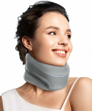 Neck Brace Cervical Collar - Neck Support Brace for Sleeping, Soft Foam Wraps Keep Vertebrae Stable and Aligned for Relief of Cervical Spine Pressure for Women & Men, (12.6-15.8 Inch) Grey