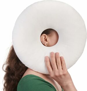 Piercing Pillow | Ear Piercing Pillow for Side Sleepers | Relieves Ear Pain | Adjustable Filling | Donut Pillow for Ear | Reduces Ear Pressure | Pillow with Ear Hole | CNH Ear Pillow | Earring Pillow