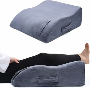 8" Leg Pillow for Elevation, Memory Foam Wedge Pillow for Sleeping, Knee Pain, Swelling, and Post-Surgery Recovery – Ideal for Leg Support, Foot Rest, and Circulation Improvement