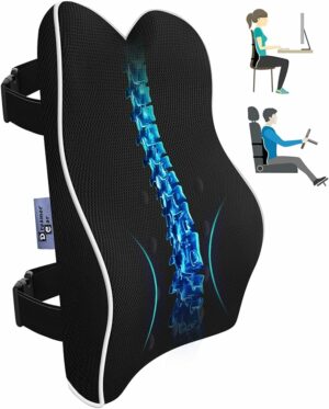 Soft Dense Memory Foam Lumbar Support Pillow for Office Chair Adapted to Back Curve Enhance Support,Comfort and Relief for Back Pain - Lumbar Pillow Back Support for Office Chair, Car,Recliner
