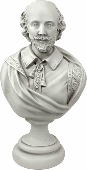 Design Toscano AH22672 William Shakespeare Bust Statue, Desktop, 12 Inch, Polyresin, Antique Stone,